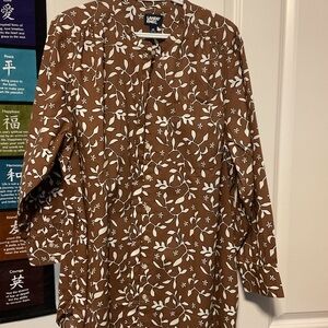 Lands' End Women's Brown Floral Blouse